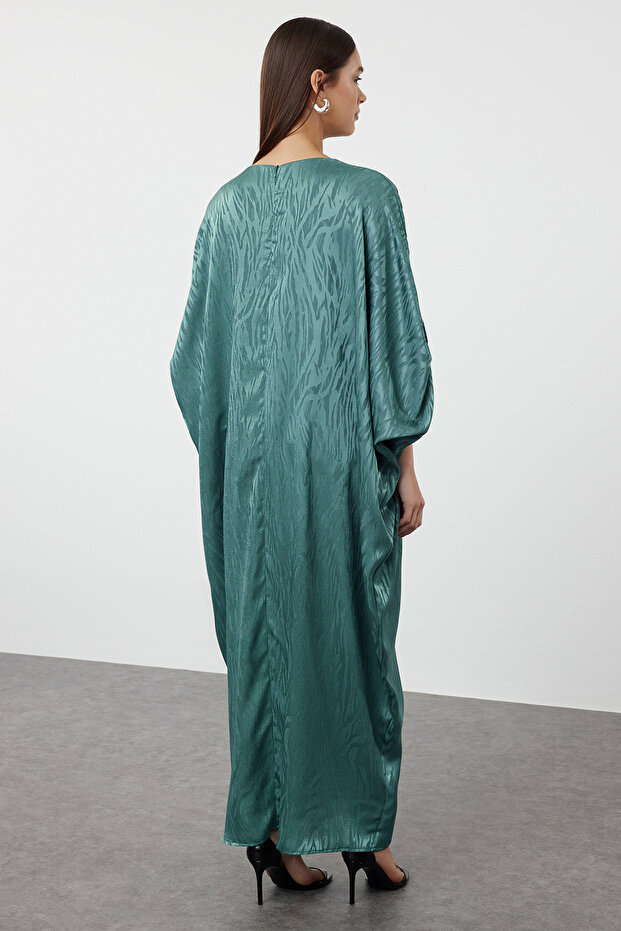 Yeşil Kendinden Desenli Dokuma Kap & Ferace & Abaya & Jalabiya TCTSS24KF00049 - 5