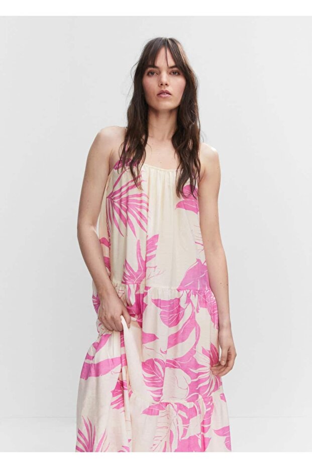 Desenli Uzun Elbise - 1