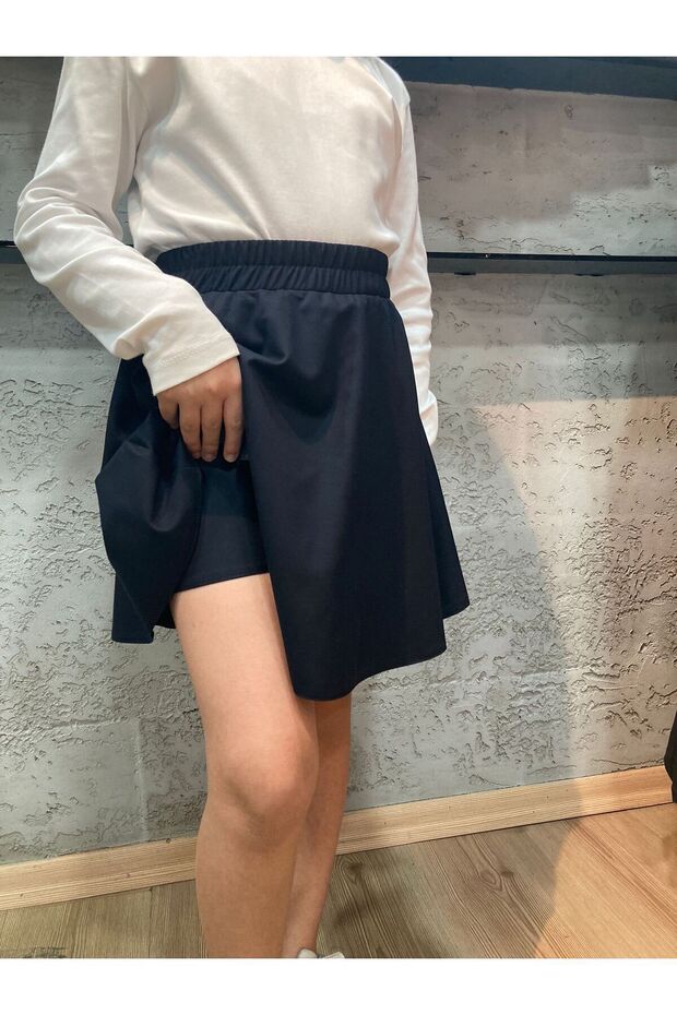 Double Navy Blue Mini Shorts Skirt for Kids