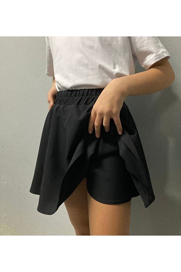 Black Mini Shorts Skirt for Children - Double