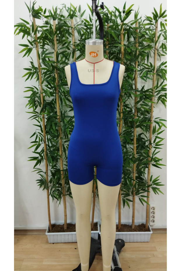 Women's Bodycon Mini Jumpsuit - Square Collar, Back Low-cut Detail, Diver