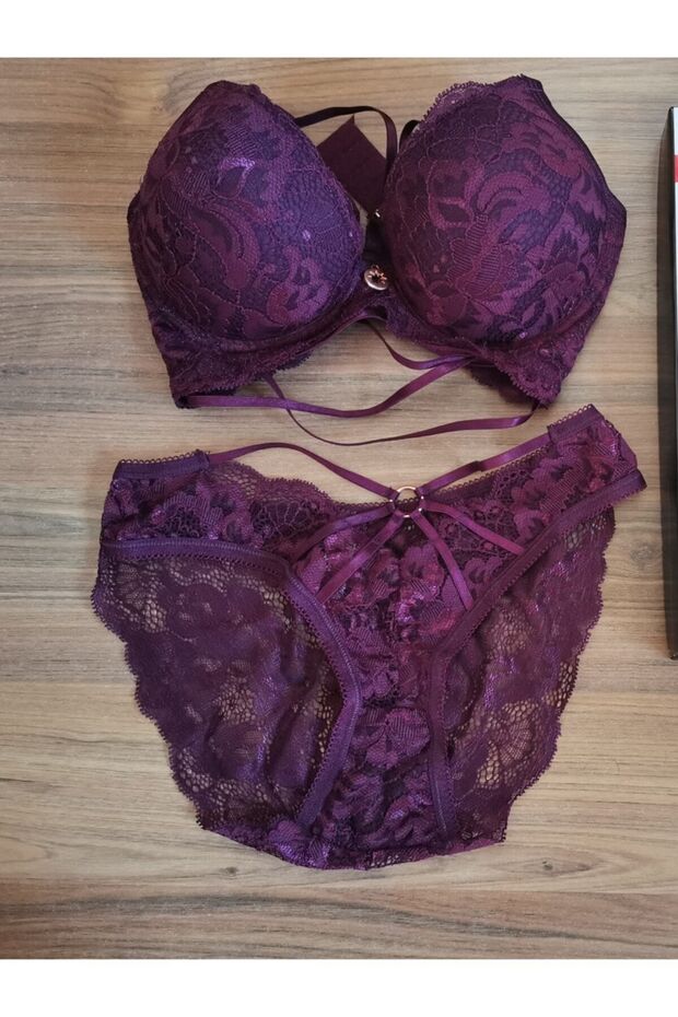Women's Plum Padded Bra Set