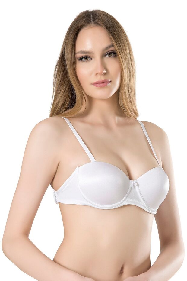 3021 حمالة صدر بيضاء غير مدعومة بظهر شفاف - 1