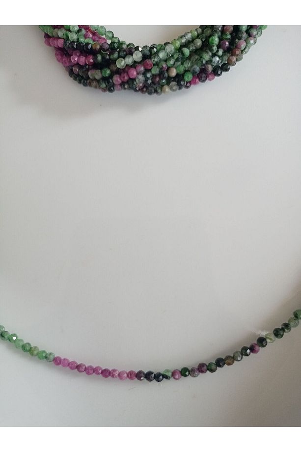 2 mm faset kesim gerçek doğal Anyolit taşı kolye - 3