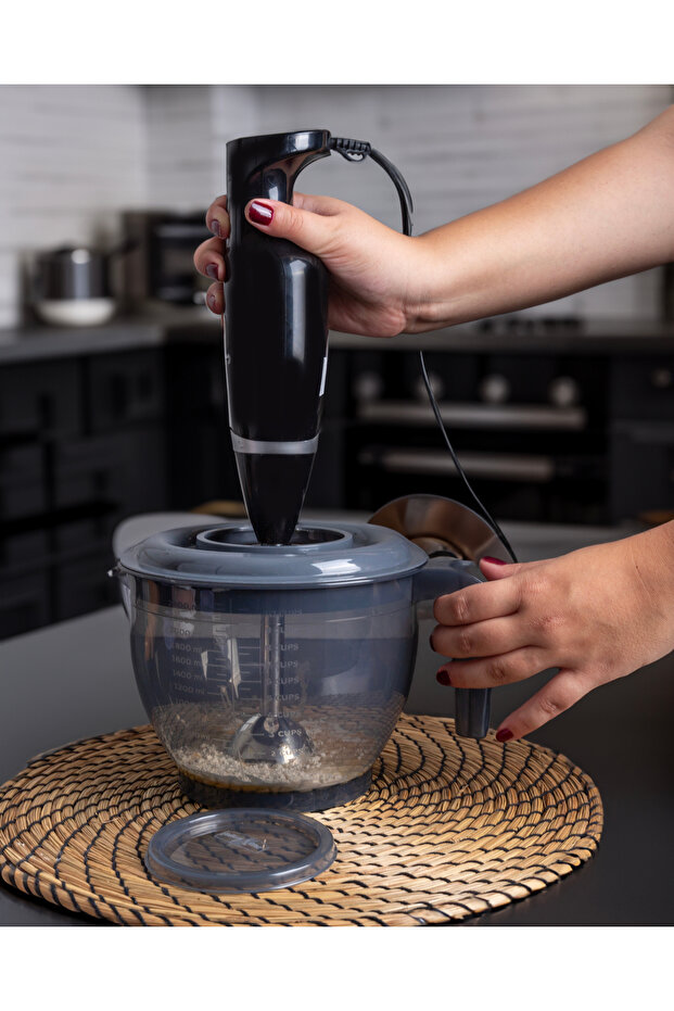 Mixer Bowl with Lid 2400 ml Mixing Bowl with Handles Whisk Bowl - Anthracite