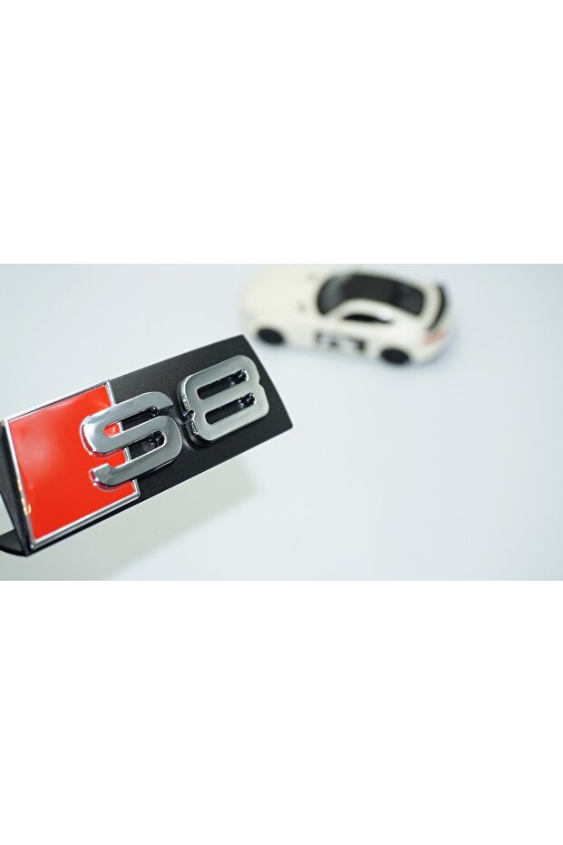 S8 Silver Red 3D Front Grille Logo Compatible with Audi - 1