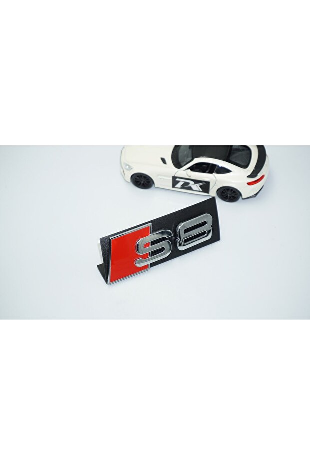 S8 Silver Red 3D Front Grille Logo Compatible with Audi - 2