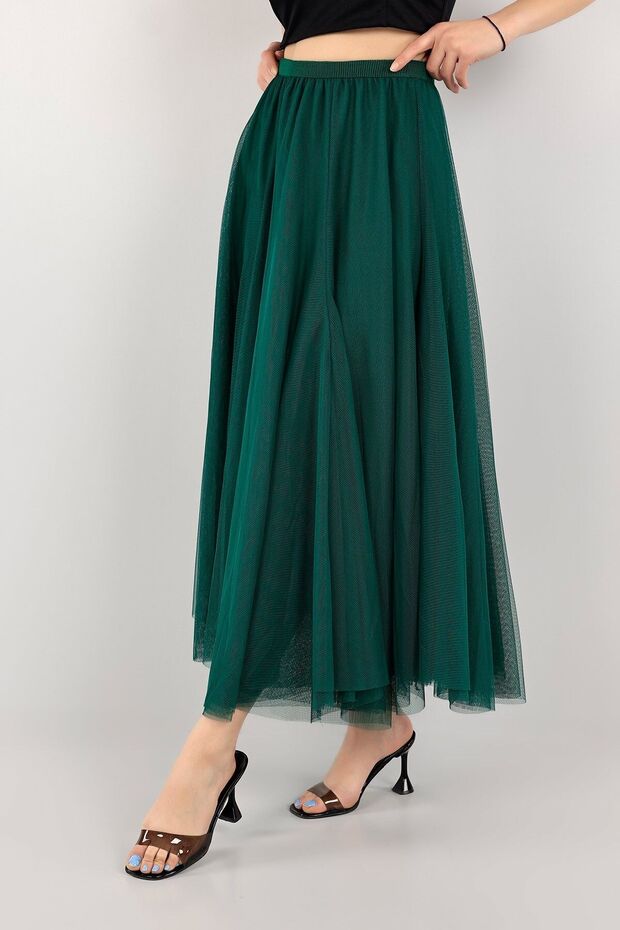 Yeşil Kat Kat Tül Etek - 3