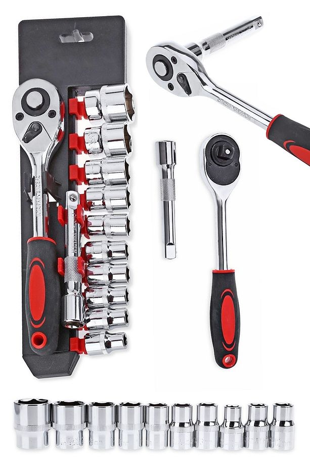 Premium 1/2 Profesyonel 12 Parça Krom Vanadyum Çelik Standlı Cırcır Set Kaliteli Lokma Takımı - 1