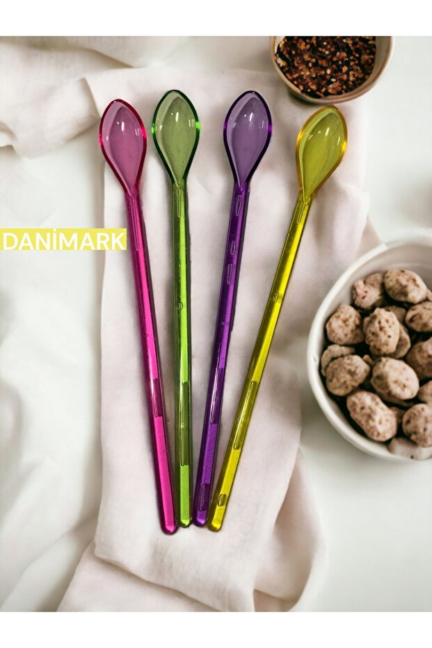 Woodeso 4-Piece Cocktail Stirrer Spoon Long Spoon - Coffee Pot Spoon - Colorful Long Spoon - Coffee Spoon