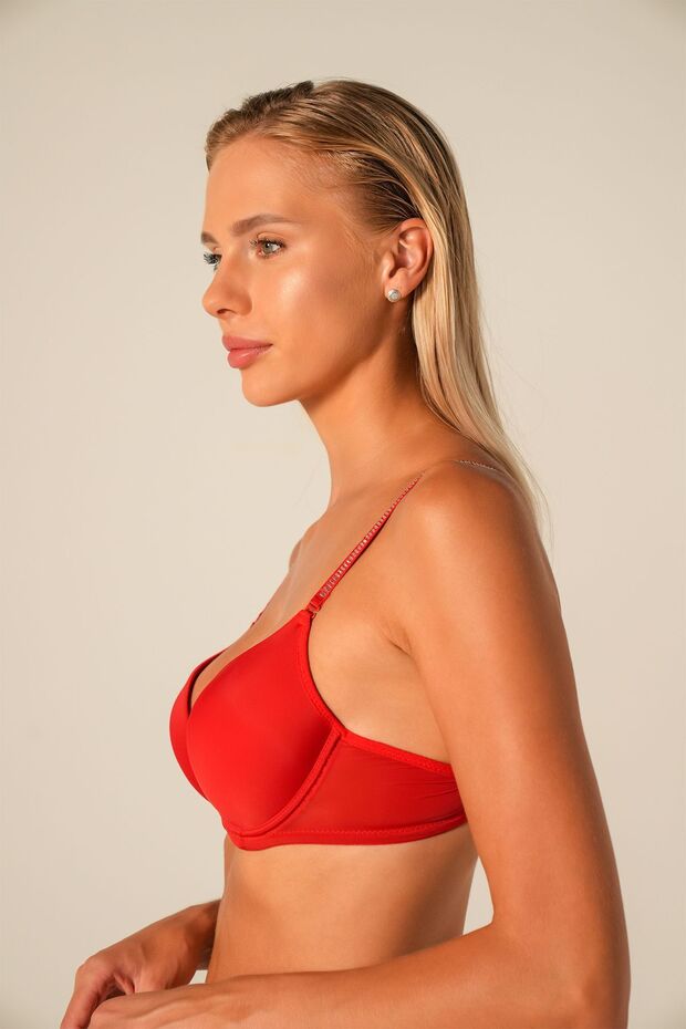 حمالة صدر غير مدعومة باللون الأحمر - 2