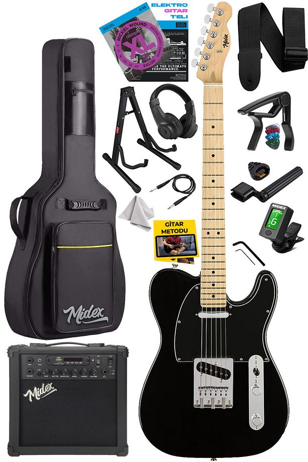 Tlx-50bk-25amp Tele Kasa Maple Klavye 2 Single-coil 25w Amfili Elektro Gitar - 1