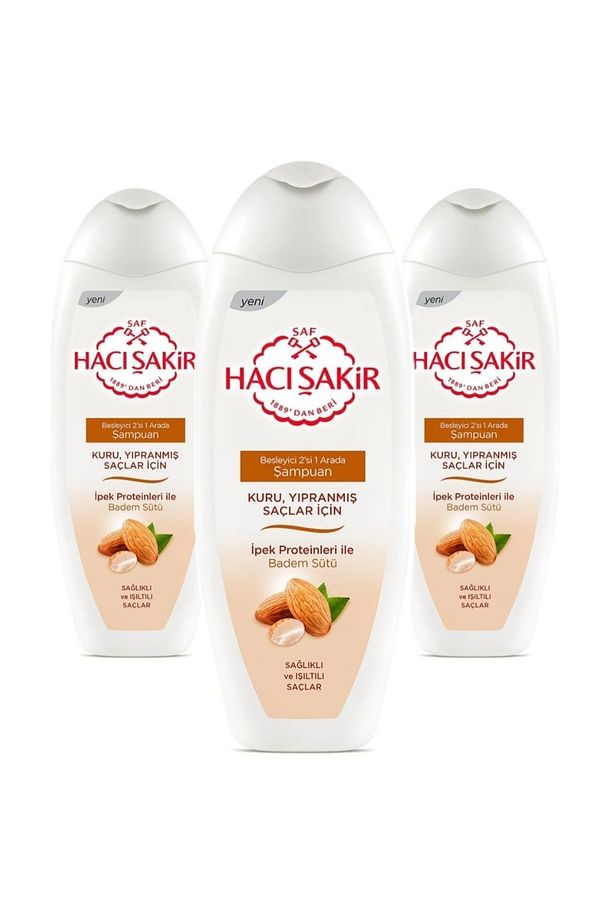 Haci şakir Badem şampuan ve saç kremi 2 si bir arada 500 ml + 3ADET - 1