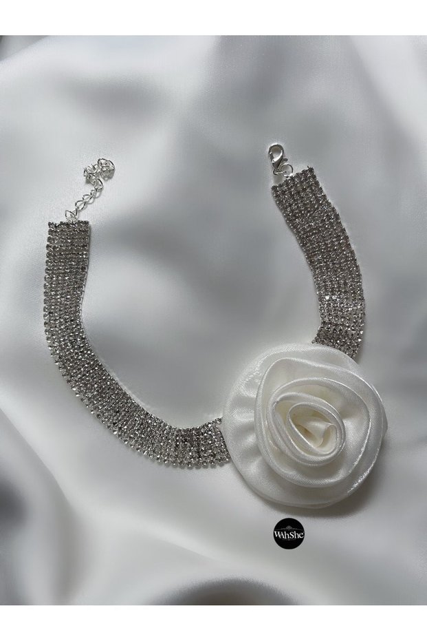 Design Straz Stone Choker Rose Necklace