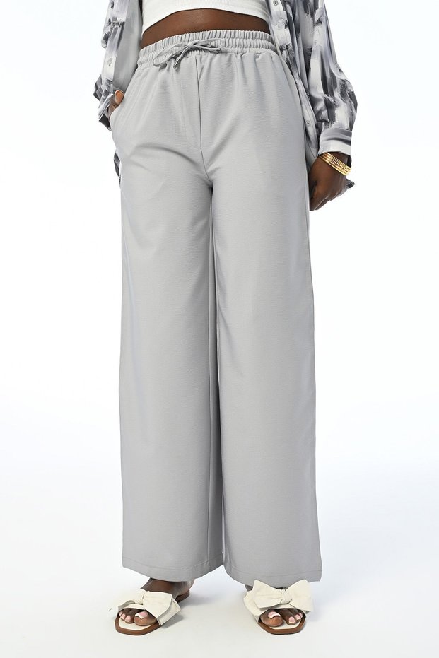 Women's Comfortable Fit Pants with Elastic Waist and Bol Pocket