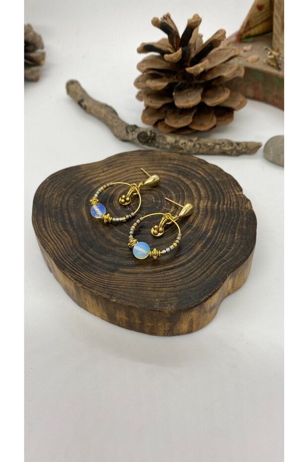 Handmade Ethnic Authentic Hippie Bohemian Moon Stone Earrings
