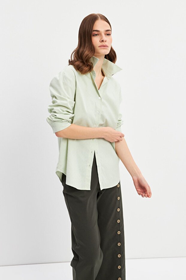 Yeşil Basic Gömlek - 5