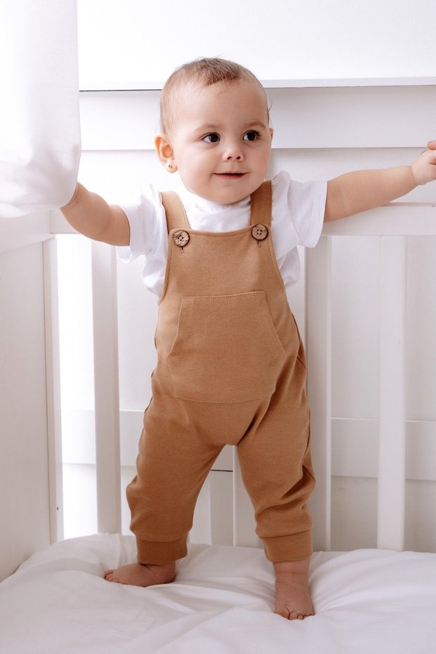 100% Cotton Salopette Light Brown