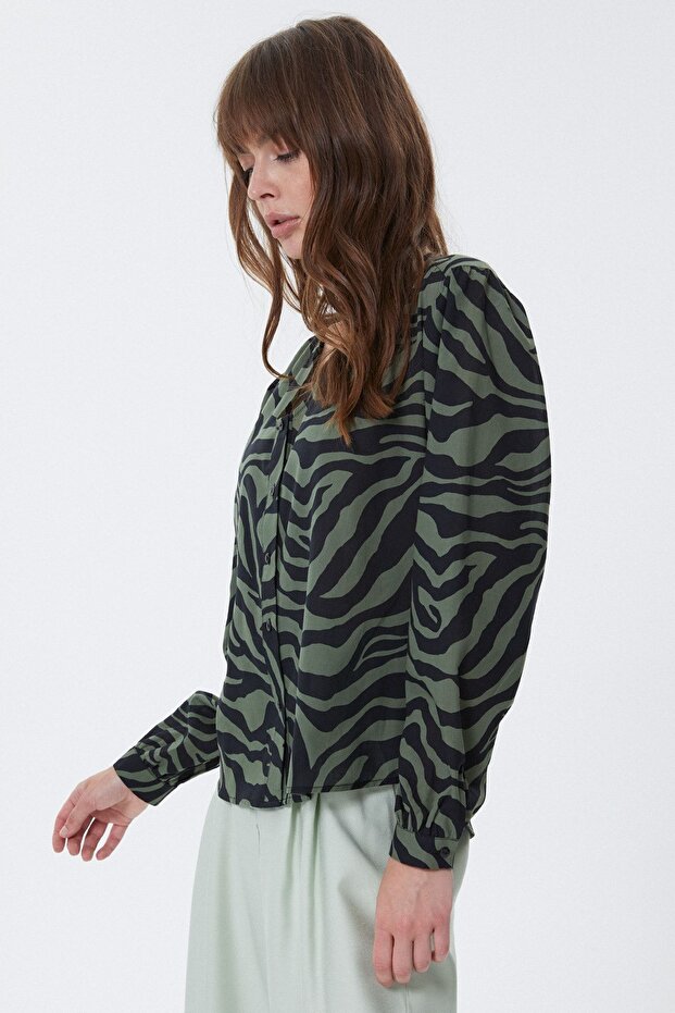 Desenli Bayan Gömlek - 4