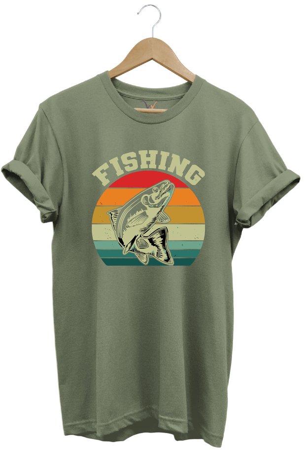 Fishing Fisherman Written Summer Regular Fit 100% Cotton Khaki T-Shirt