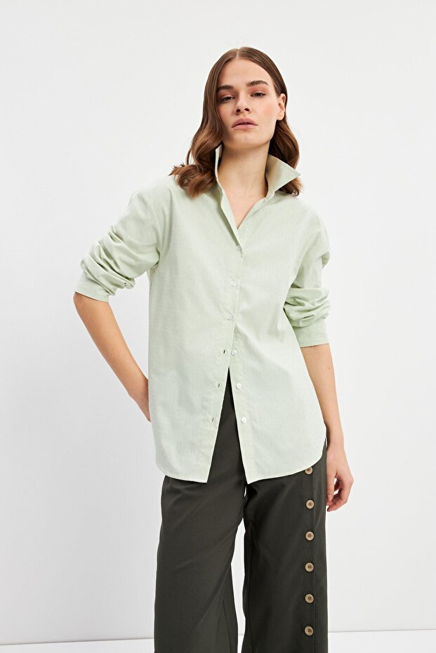Yeşil Basic Gömlek - 6