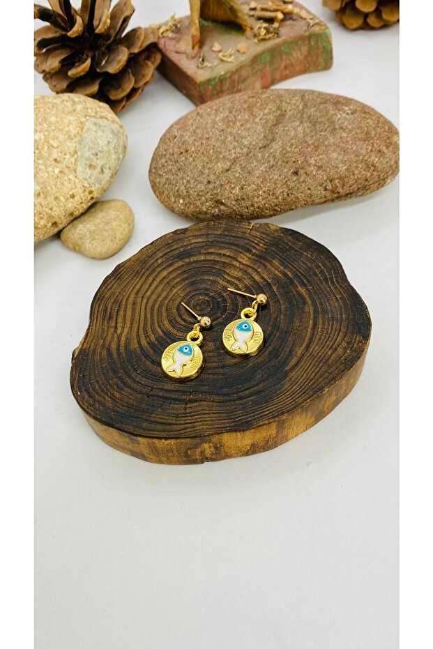 Handmade Ethnic Authentic Hippie Lacquer Coated Enameled Fish Earrings