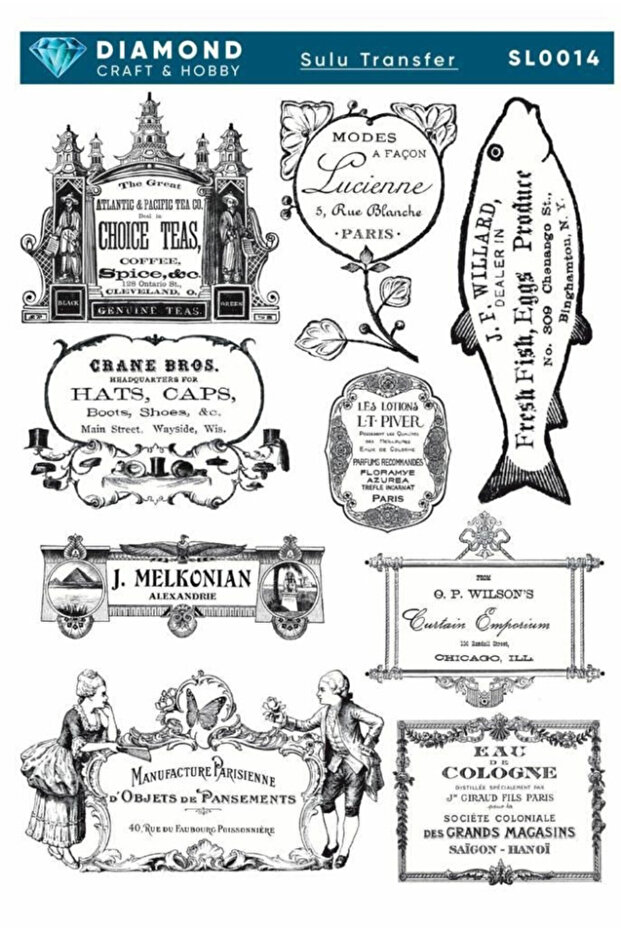 Diamond Water Transfer Paper Sl0014 25X35Cm - Vintage Sticker