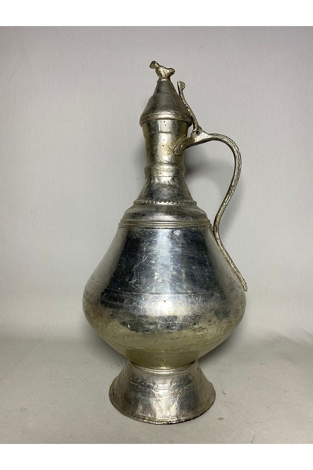 Antika El Dövme Orta Boy Kuşlu Bakır Güğüm - 1
