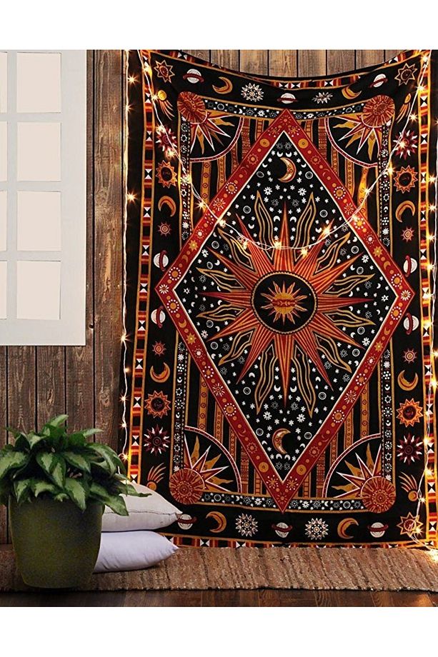 Mandala Hippi Bohem Güneş Duvar Örtüsü Dekoratif Duvar Halısı Duvar Sanatı Dekorasyon - 1