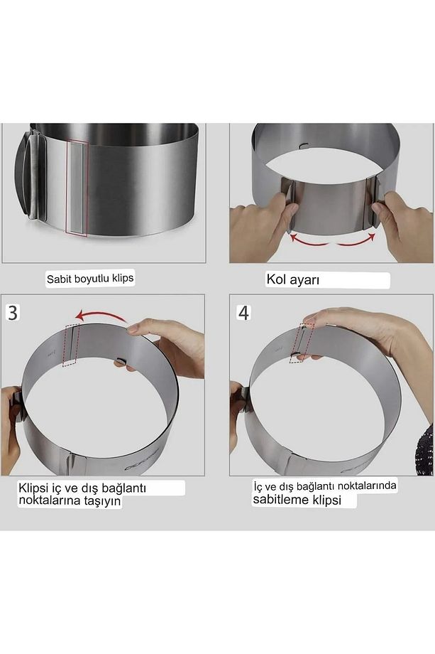 8 Parça Pasta Seti, Ayarlanabilir Pandispanya Yuvarlak Ve Kare Kalıp Çırpıcı Seti Krema Torbası - 5