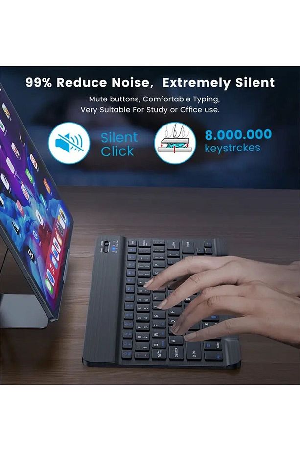 Lenovo Tab M10 Plus 3rd Gen TB125FU Uyumlu Klavye Mouse Set Kablosuz Bluetoothlu Set Pembe - 5