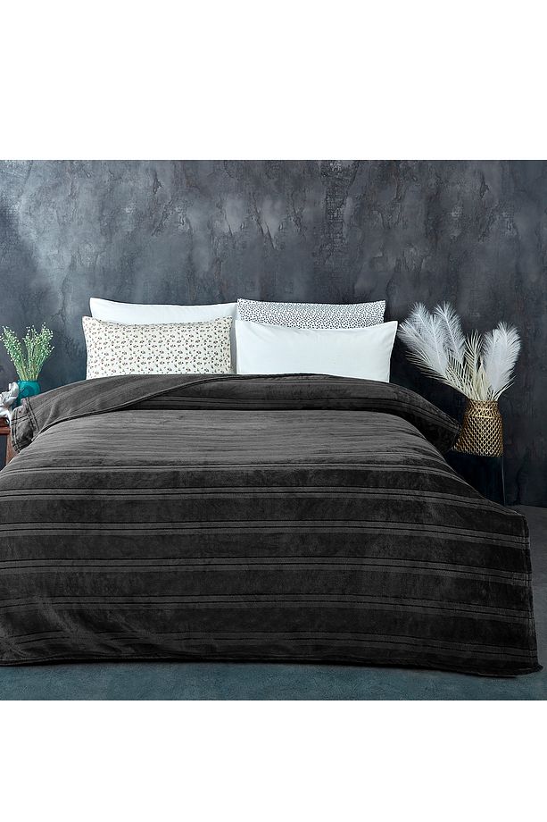 Mayer Supersoft Yumuşak Tek Kişilik Battaniye 150x230 Cm Yatak Örtüsü Antrasit - 5
