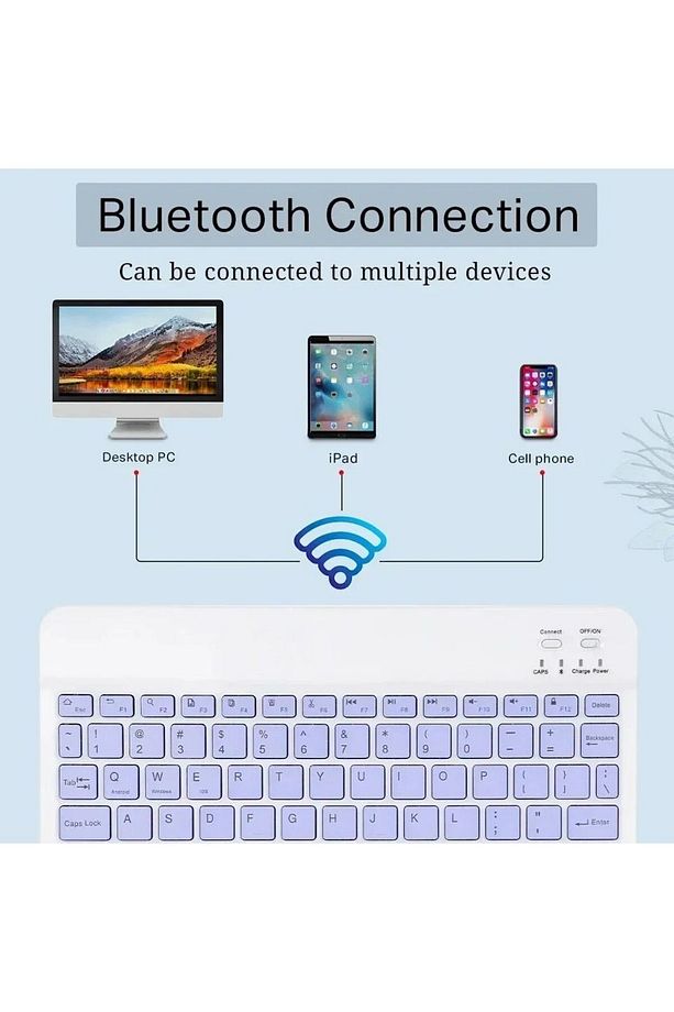 Lenovo Tab M11 TB330FU Uyumlu Kablosuz Bluetooth Klavye Kablosuz Bluetooth Mouse Set Pembe - 6