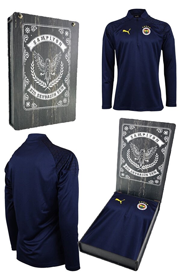 Original 23/24 a Takım Hoca Half Zipper Navy Blue Sweatshirt with Gift Wooden Box