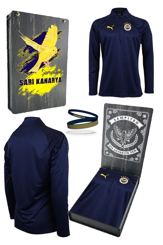 23/24 a Takım Hoca Half Zipper Navy Blue Sweatshirt + Wristband Set with Wooden Box