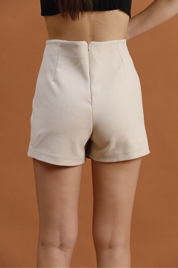 Thick Taş Detaylı Mini Şort Etek - 5