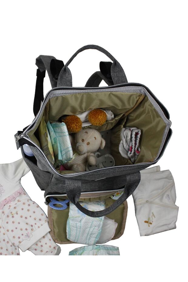 Star Anne Bebek Bakım Sırt Çantası Termos Çanta - Gri - 8