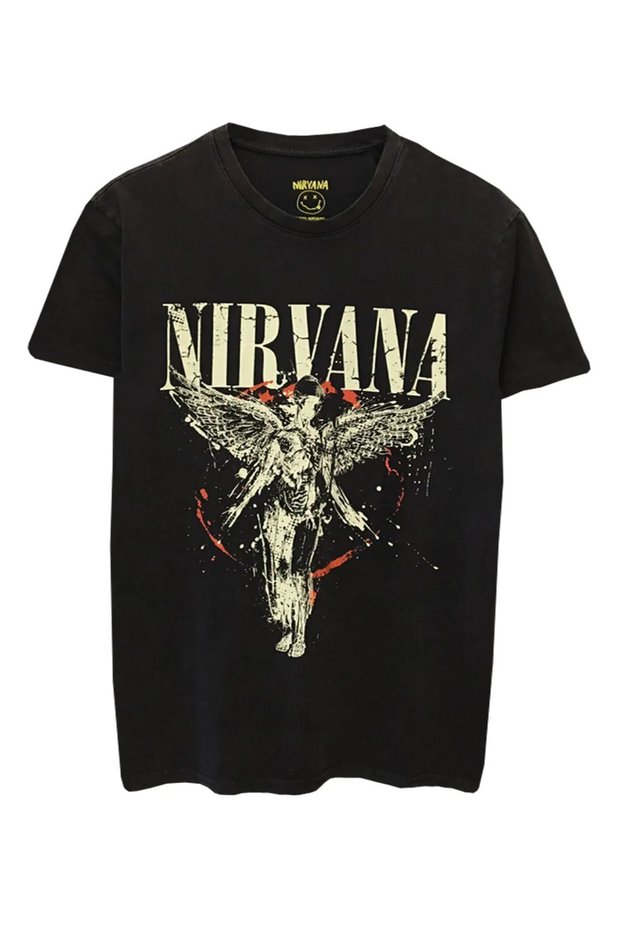 Unisex Washable Antique Fabric Rock Music Nirvana Printed T-Shirt
