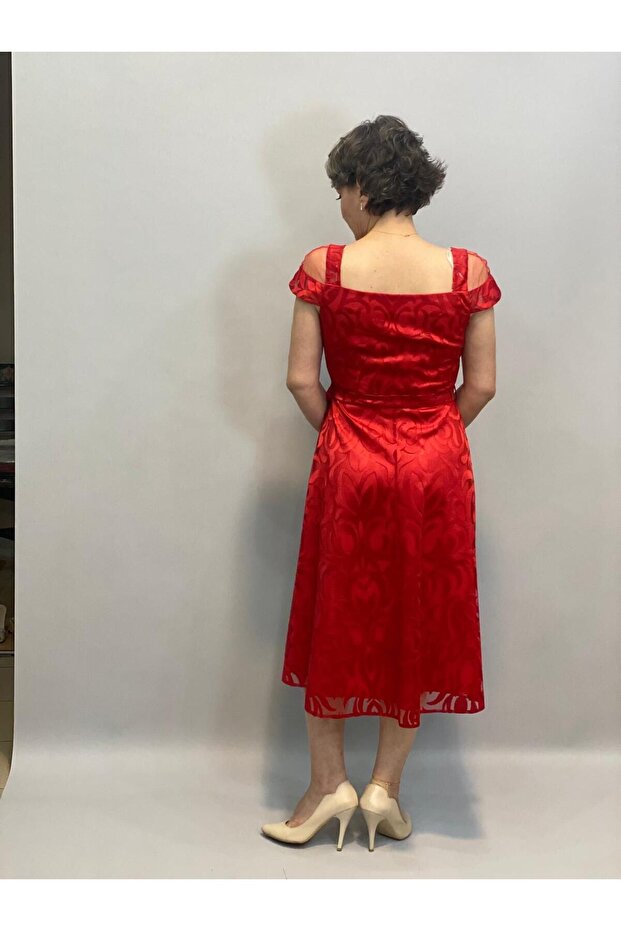 BEŞGEN YAKA TÜL ELBİSE - 5