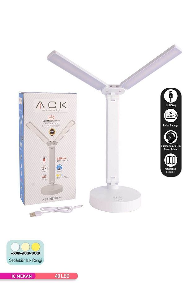 Şarjlı Çift Başlı LED Masa Lambası, Ayarlanabilir Dokunmatik Işık, Çalışma ve Okuma Lambası - 5