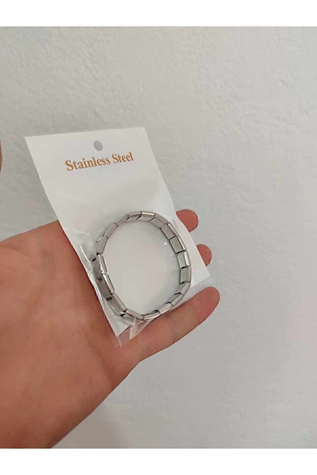 Unisex Italian Charm Silver Stretchy Steel Bracelet