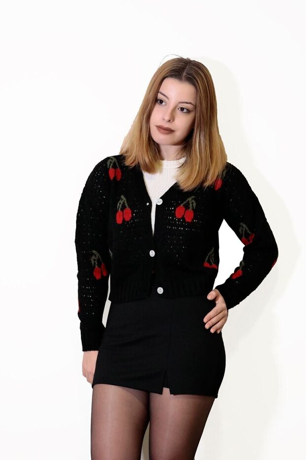 Kadın Siyah Tek Yırtmaçlı Şort Etek - 2