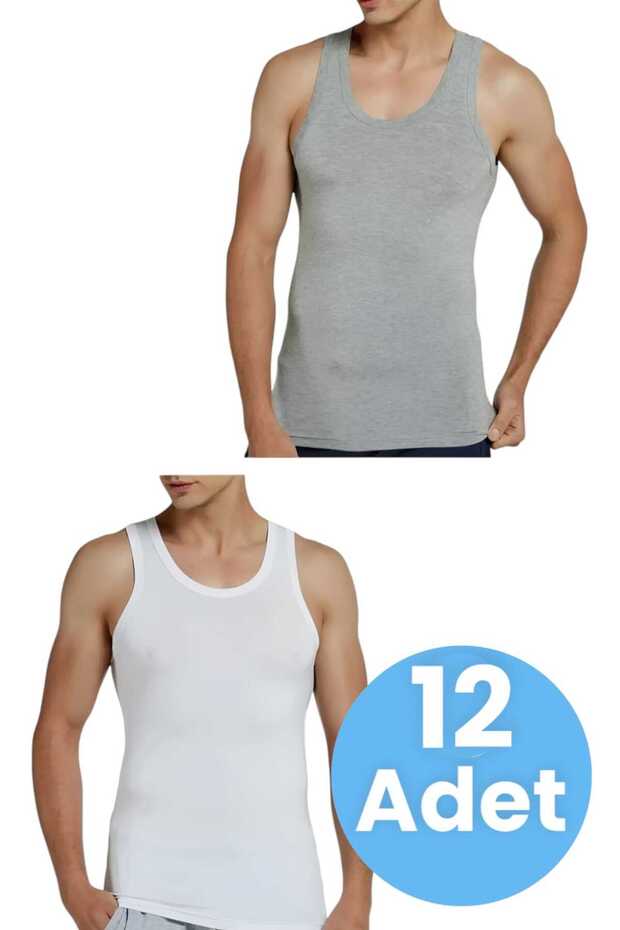 Men's 6 Grey 6 White Cotton Jersey (12 Pack )