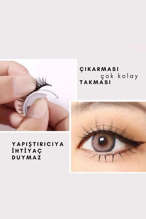 KENDİNDEN YAPIŞKANLI DOĞAL İPEK TAKMA KİRPİK YENİDEN KULLANILABİLİR YAPIŞKANLI TAKMA KİRPİKLER - 237 - 4