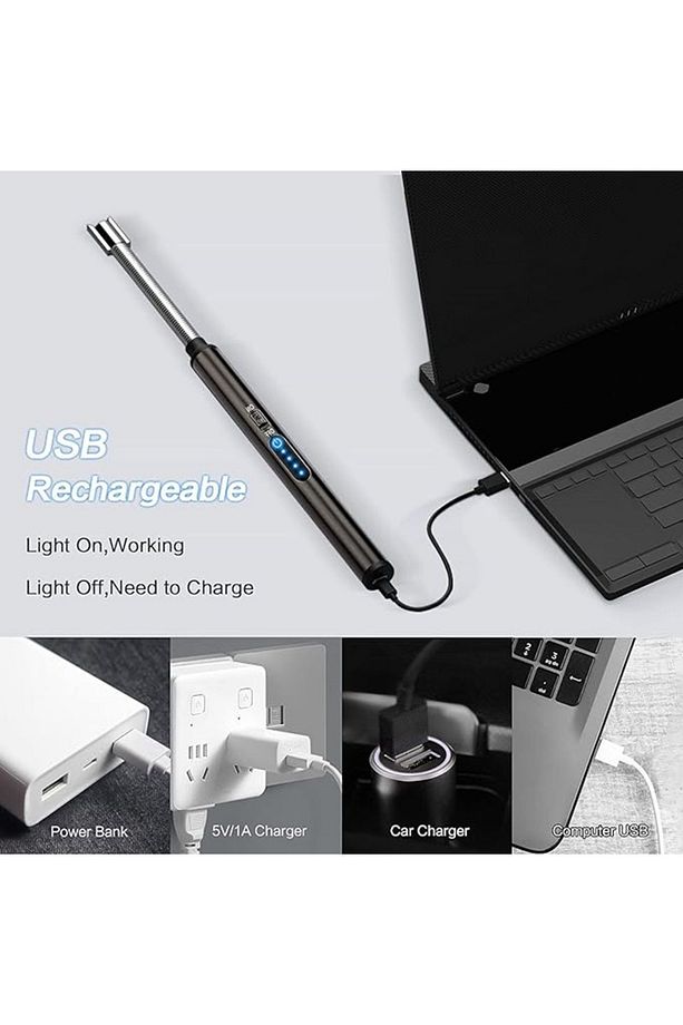 Elektrikli Mum Çakmak, USB Şarj Edilebilir Ark Plazma Çakmak, Rüzgar Geçirmez Alevsiz kamp çakmak - 4