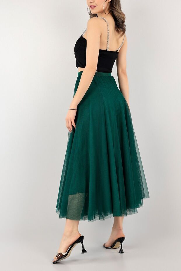 Yeşil Kat Kat Tül Etek - 4