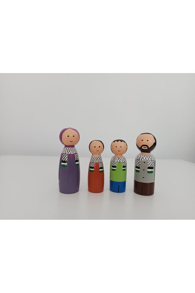 Wooden Toy Peg Dolls Palestinian Pegdoll Family