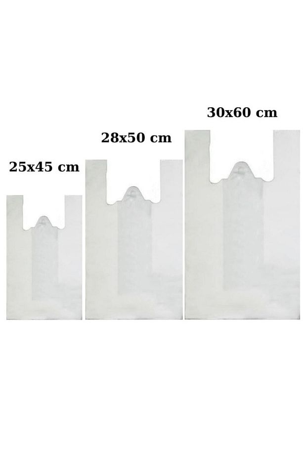 Kırık Beyaz Kalın Poşet 3'lü Set (KÜÇÜK, ORTA, BÜYÜK)3 Kg Market Manav Poşeti Atlet Poşet Çöp Poşeti - 2