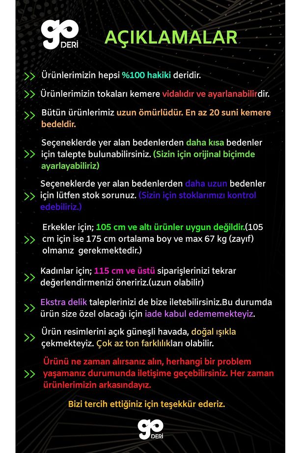 %100 Hakiki Tek Parça Kaliteli Deri 4.5 Cm Taba Kot, Spor Kemer=go-go-kot - 8