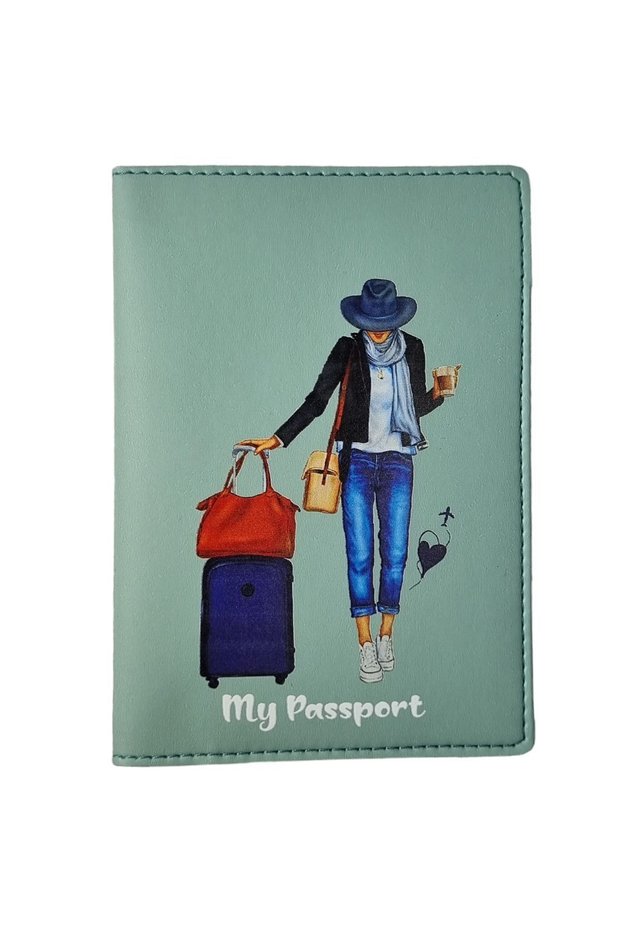 Acar Mira Thermo Leather Printed Passport Cover Passport Holder Travel Wallet Mint Green